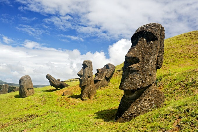 Moais in Rapa Nui National Park, Easter Island, Chile